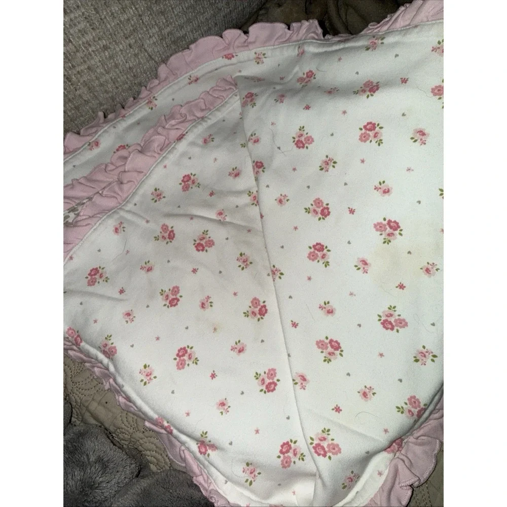 Carter's Leopard Cheetah Flowers Floral Baby Blanket with Pink Ruffle Trim